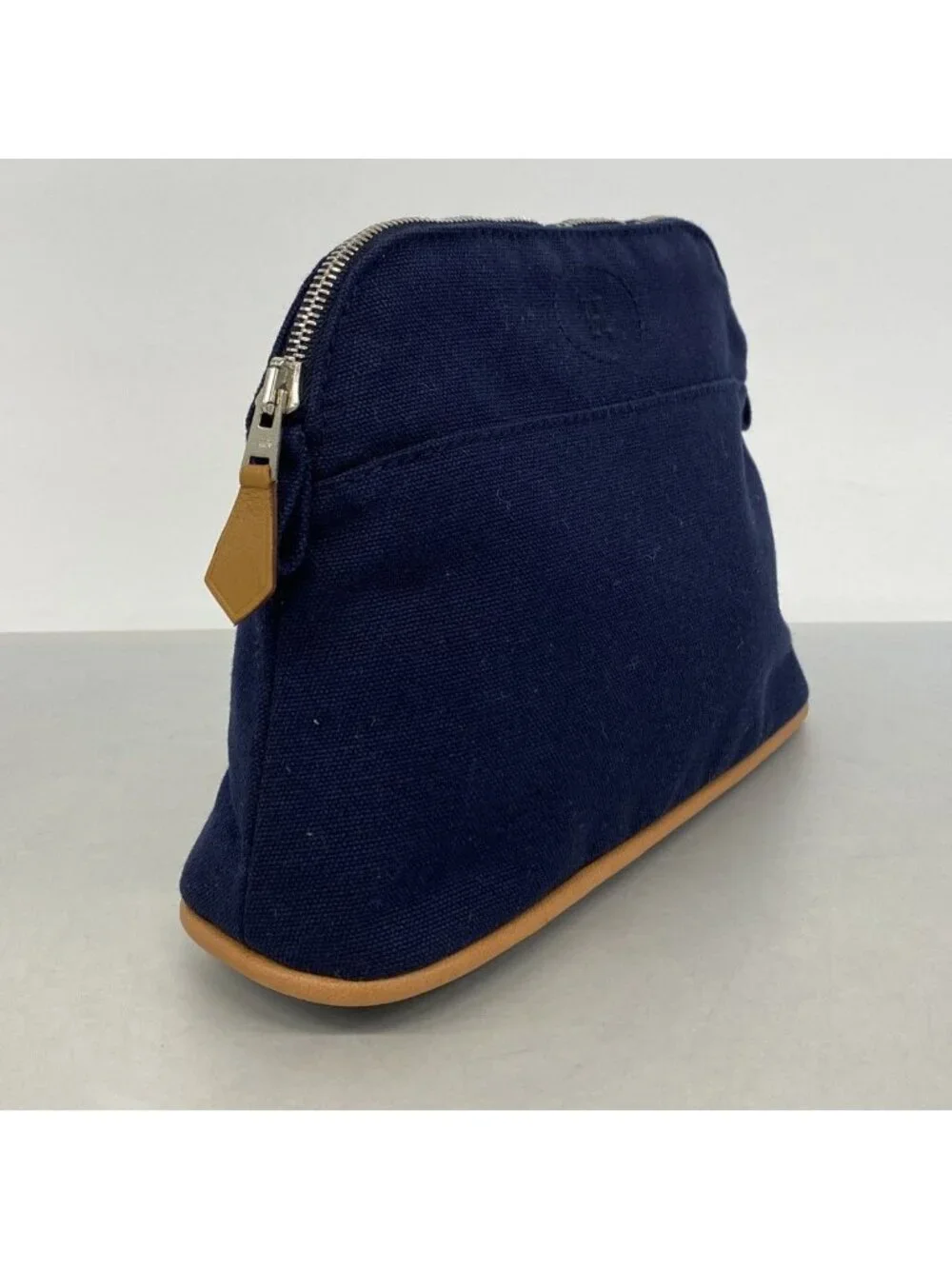 Hermes Pouch Bolide Canvas Navy Silver